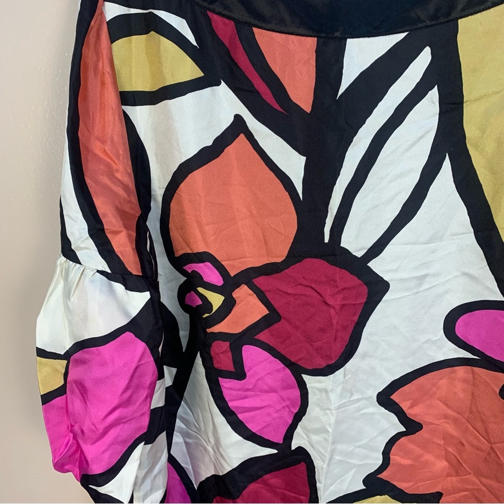Alfani 100% Silk Puff Sleeve Floral Printed Tunic Dress - Picture 11 of 14